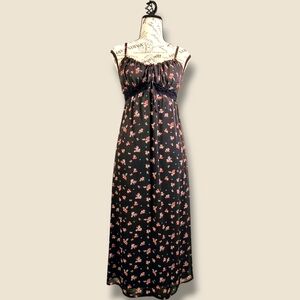 No Boundaries Black and Pink Floral Maxi Dress
